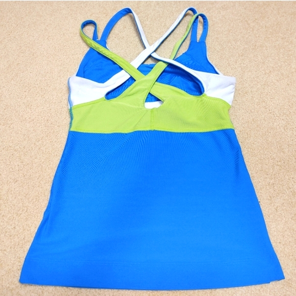 Nike Dry Fit Strappy Back Tank - Blue, Green and White - XS - Picture 2 of 5